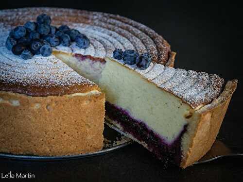 Käsekuchen (tarte au fromage blanc) façon cheesecake aux myrtilles