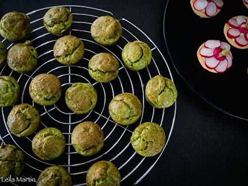 Mini-cakes au vert de poireau, lardons et Tomme du Ried