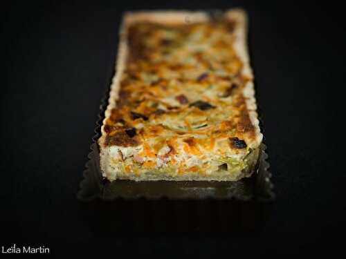 Quiche aux poireaux, carottes, lard fumé et Bargkass