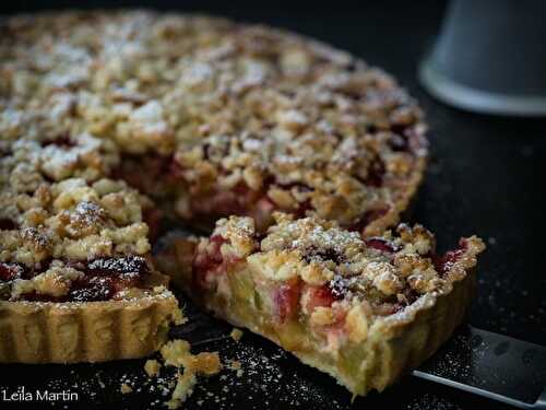 Tarte streusel fraise et rhubarbe