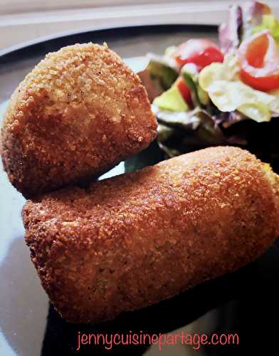 Croquettes de purée de pommes de terre jambon et herbes, panées