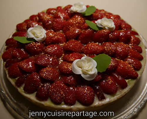 Tarte aux fraises pistache/chocolat blanc