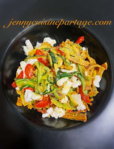 Tagliatelles de courgettes au seitan ( 2 personnes)