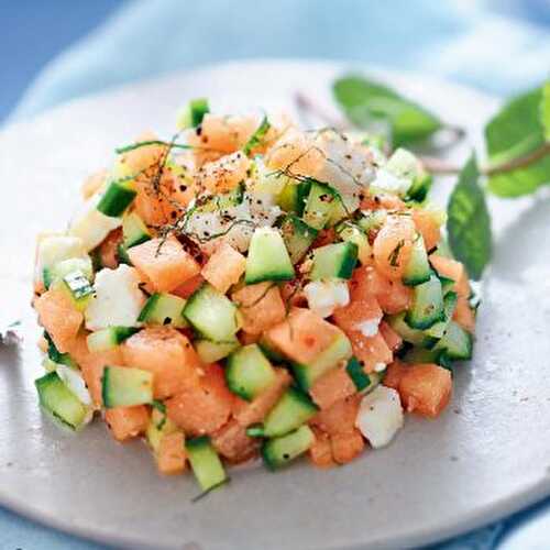 Fraicheur et douceur pour ce « Tartare de Melon à la grecque « 