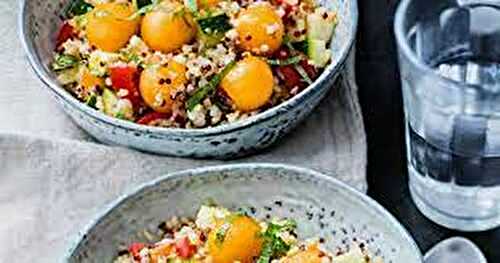 Salade de quinoa au melon, courgette et menthe