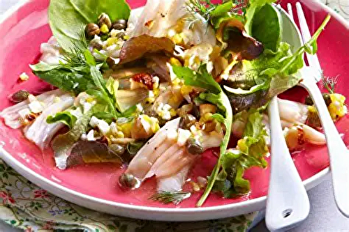 Effiloché de Raie en Salade à l’Huile de Noix