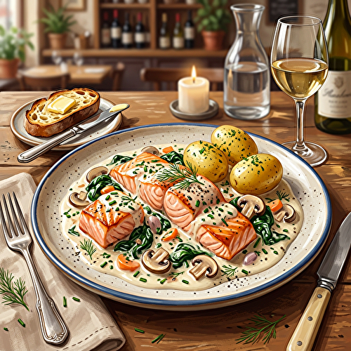 Blanquette de Saumon aux Épinards