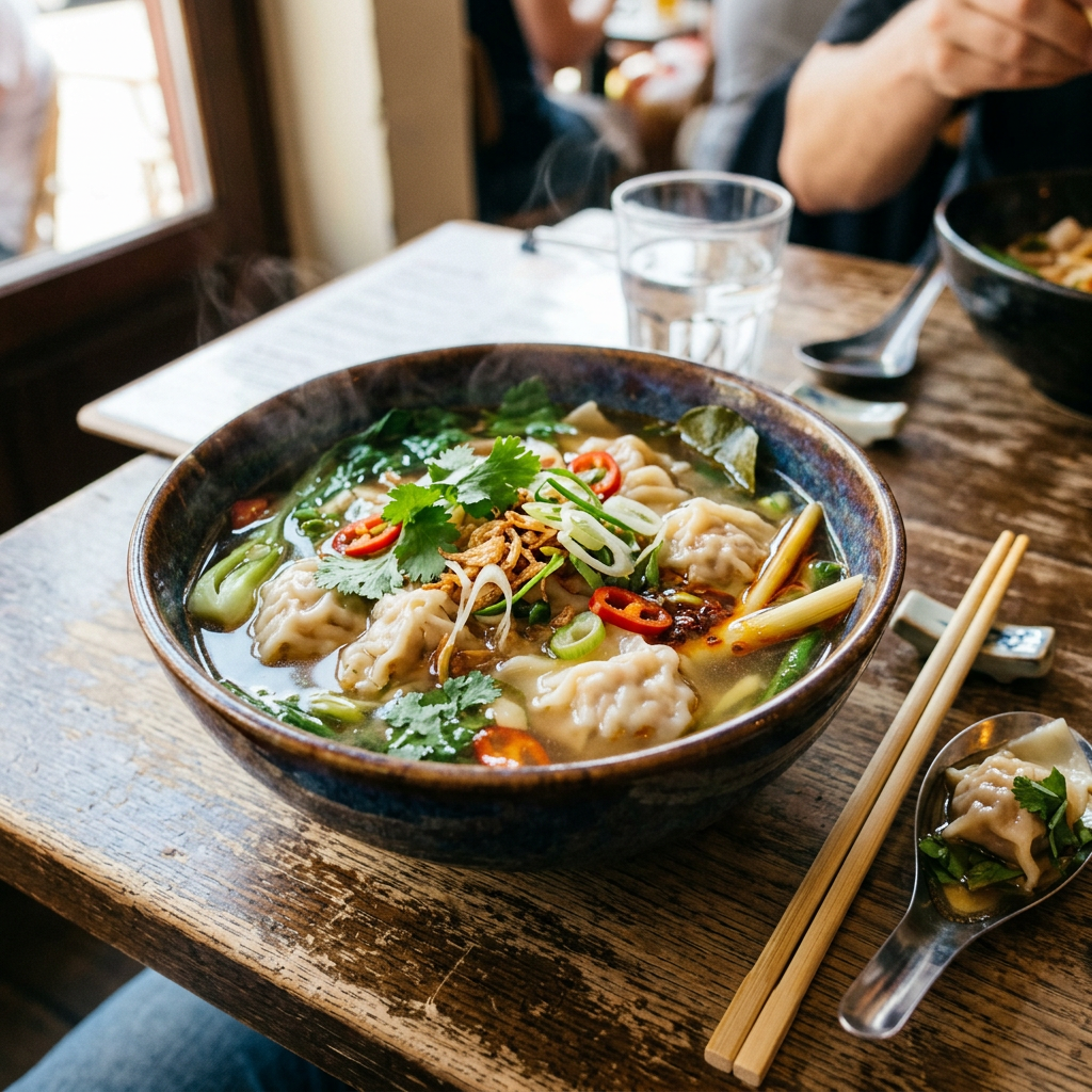 Ravioles aux bouillon thaï