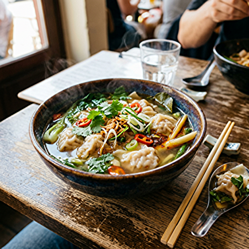 Ravioles aux bouillon thaï