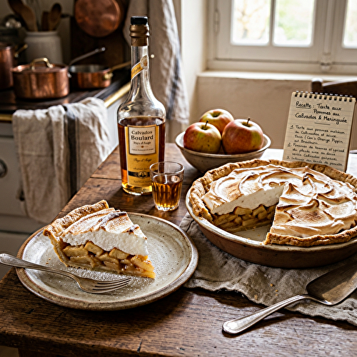 Recette de la Tarte aux Pommes au Calvados et Meringuée