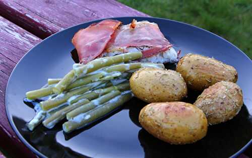 Cabillaud rôti au jambon fumé