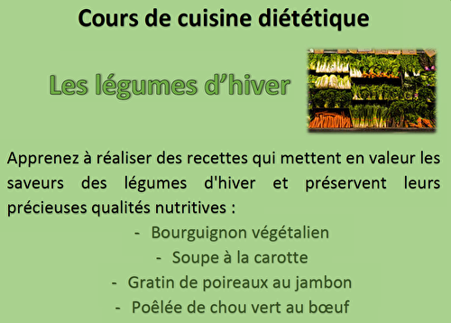 Cours de cuisine diététique à Québec