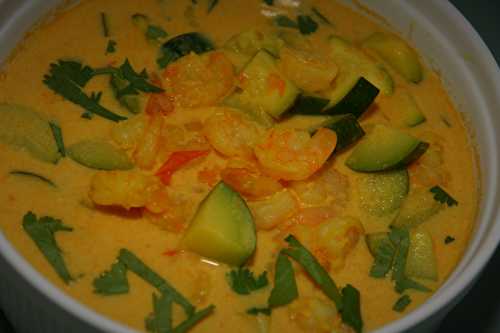 Crevettes et courgettes, sauce coco curry