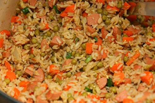 Fried Rice with Hot Dog Sausages