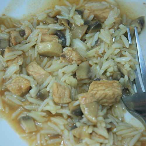 Rice with pork and mushrooms