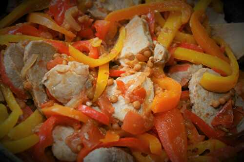 Pork with Lentils and Bell Peppers