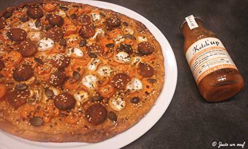 Pizza chorizo et duo de carottes au sésame