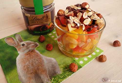 Salade de fruits, chocolat-noisettes