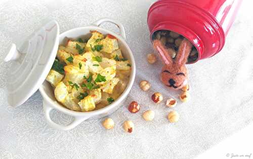 Gratin de navets aux noisettes et au curry 