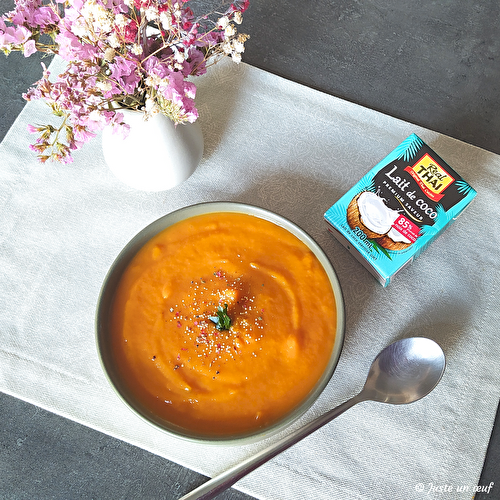 Velouté de butternut et patate douce au lait de coco