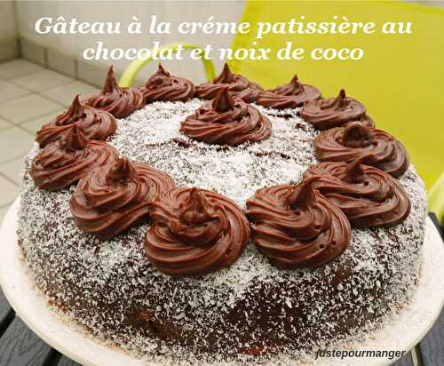 Gâteau à la crème pâtissière au chocolat et noix de coco