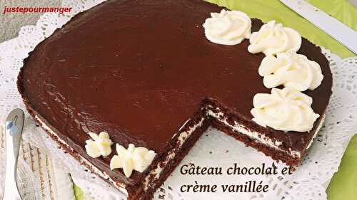 Gâteau chocolat et crème vanillée