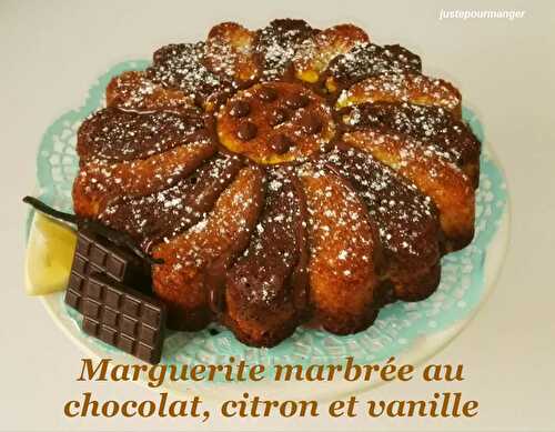 Marguerite marbrée au chocolat, au citron et à la vanille.