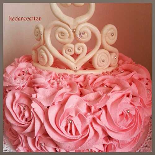 Rose cake de Princesse avec sa couronne