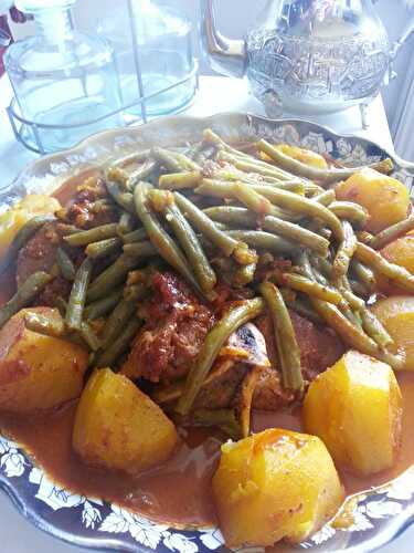 Tajine de Veau, haricots frais et pommes de terres