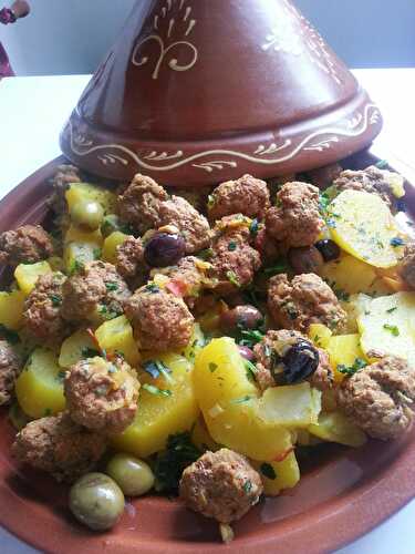 Tajine pommes de terres olives et boulettes de veau