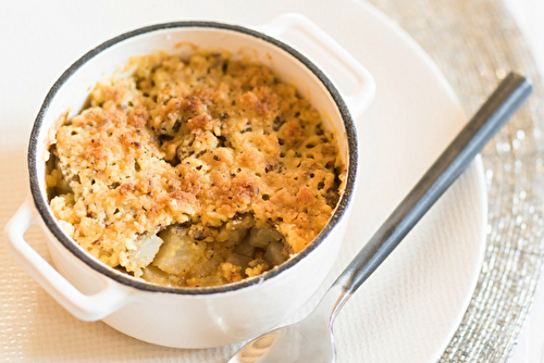 Crumble de foie gras au céleri et à la pomme