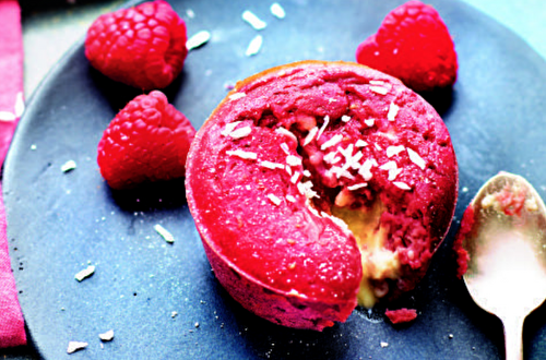 Moelleux de framboises au cœur de chocolat blanc