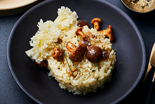 Risotto à la châtaigne et aux champignons, Tête de Moine AOP