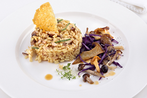 Risotto de fête aux champignons et copeaux de parmesan frais