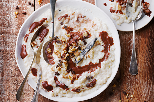 Riz au lait sauce au chocolat