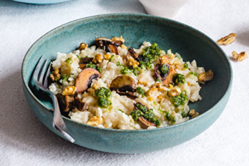 Risotto aux champignons et pesto de noix