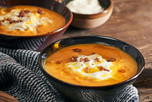 Soupe de potimarron et crème fouettée à l’huile de soja Le Moulin de mon Père