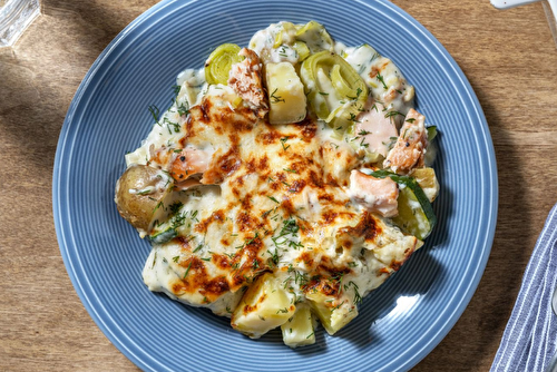 Gratin de pommes de terre au saumon fumé