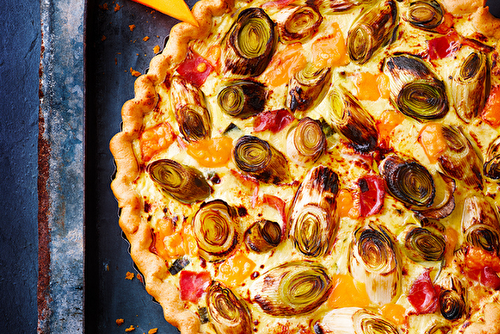 Tourte aux poireaux et mimolette vieille