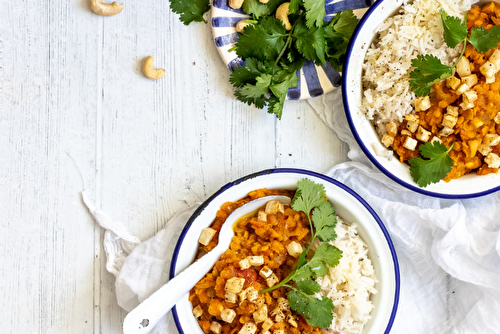 Dahl de lentilles corail au céleri-rave rôti