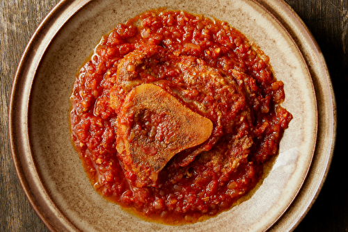 Osso buco à l’orange et au cumin, polenta à la coriandre