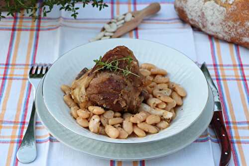 Souris d’agneau au thym et au miel et haricots Tarbais