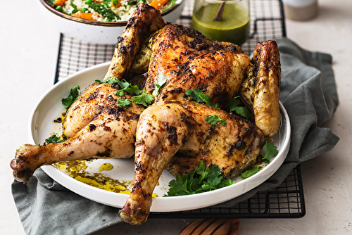 Chermoula de poulet Fermier d’Auvergne en crapaudine et taboulé printanier