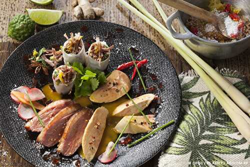 Foie gras, magret et confit de canard aux saveurs mauriciennes