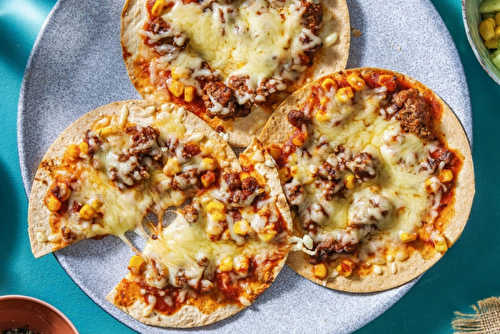 Tostadas au bœuf et au cheddar fondu