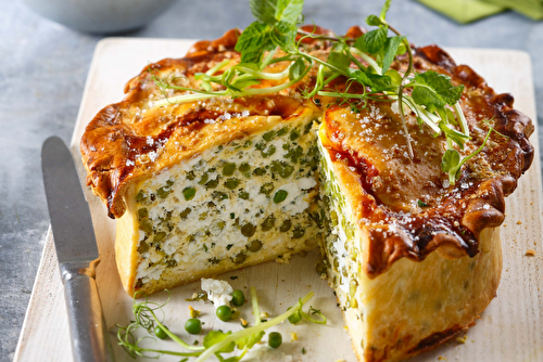 Tourte végétale de Pâques aux petits pois, ricotta et fleur de sel Le Guérandais