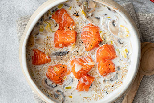 Bouillon thaï au saumon et quinoa