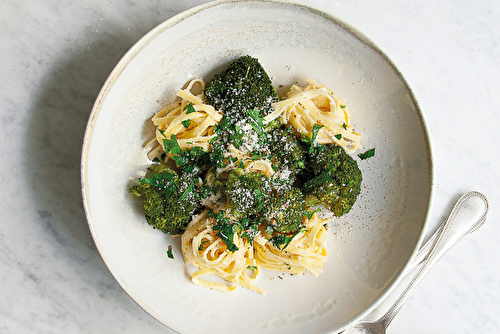 Pasta fraîches au brocoli, citron, mascarpone, parmesan