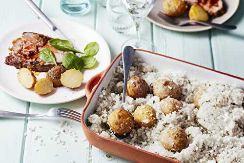 Pommes de terre primeur en croûte de sel et gigot d’agneau