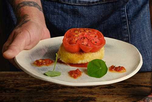 Burger de tomate Marquise rouge Savéol à la mozzarella panée